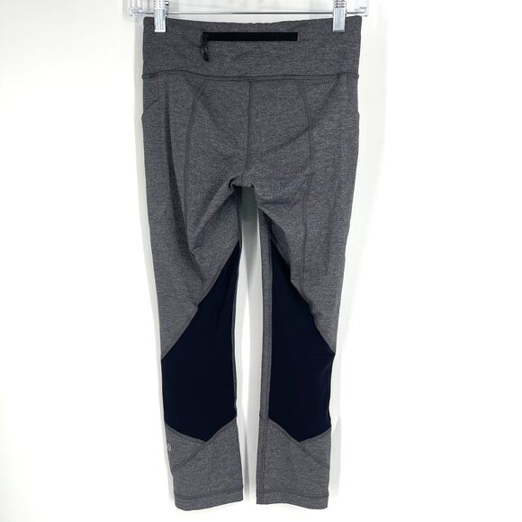 Lululemon Pace Rival Crop 22" Leggings Heathered Black Size 4 - Picture 2 of 11